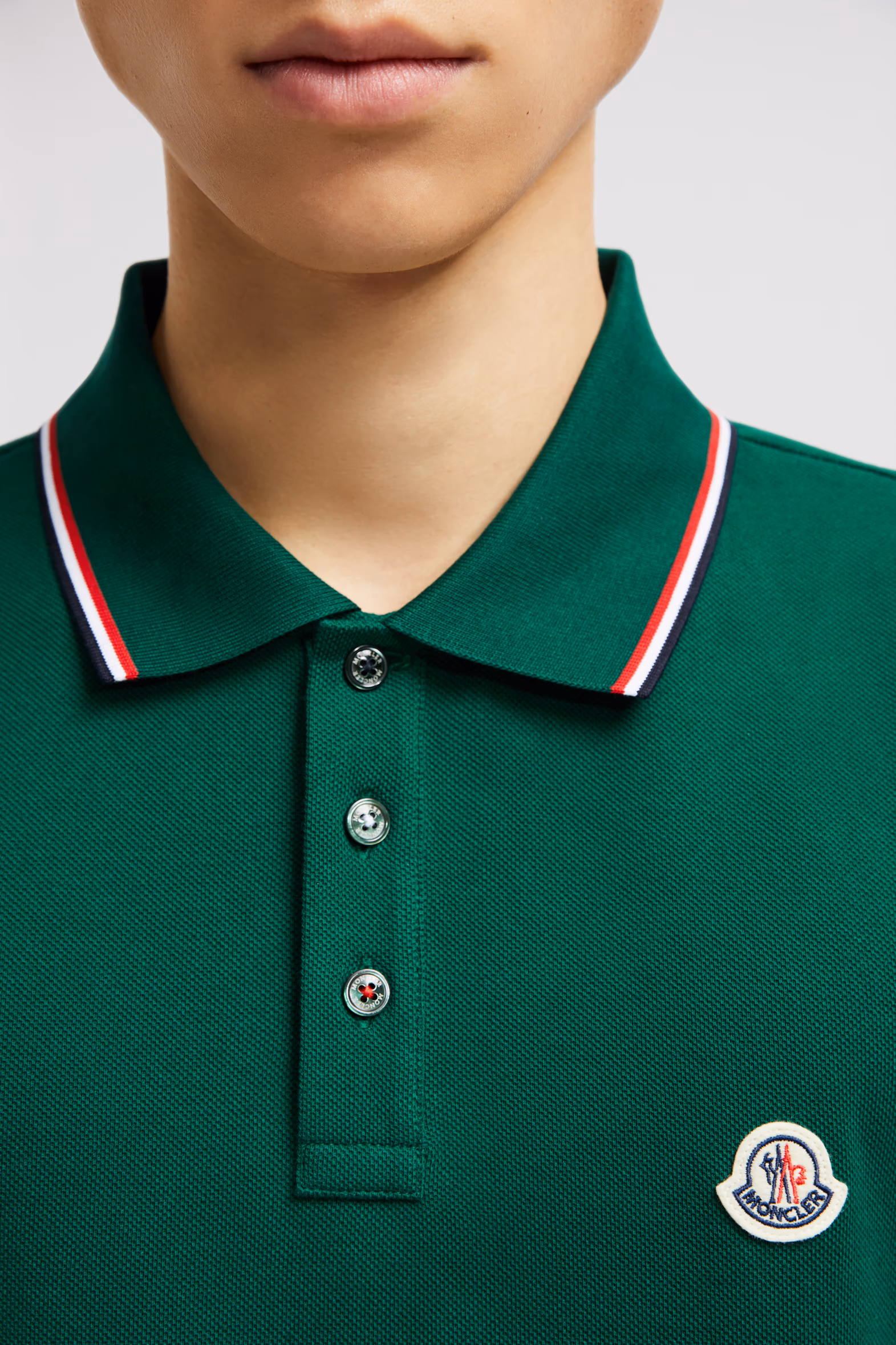 Polo en piqué de coton Hommes Vert Feuille Moncler 6